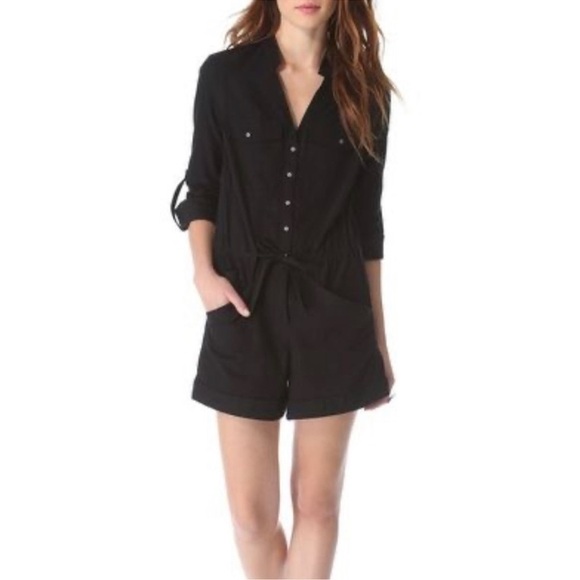 Helmut Lang Black Flannel Shirt Romper - Picture 1 of 7